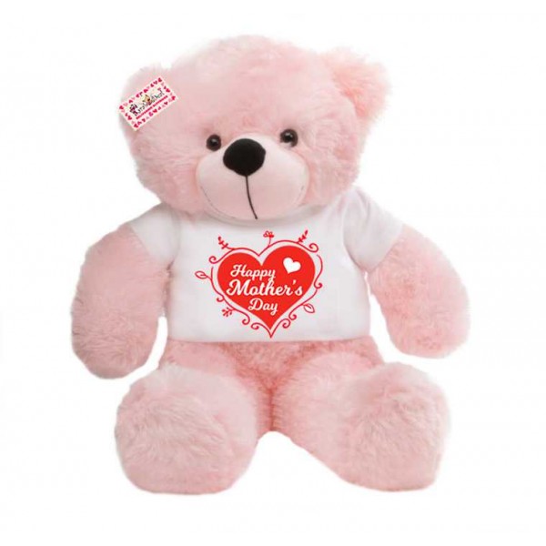 2 feet big pink teddy bear wearing Happy Mothers Day designer heart T-shirt